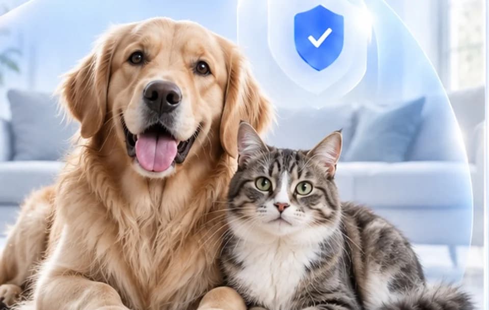 Perro y gato juntos en casa